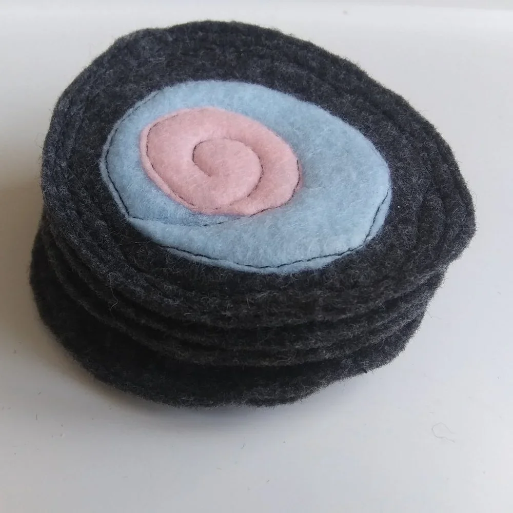 Handcrafted | Freeform Stitched Felt Coaster Set #9